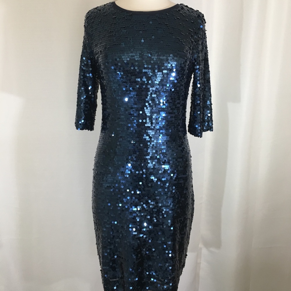 BCBG MaxAzria Blue Sequin Dress SZ L WORN ONCE